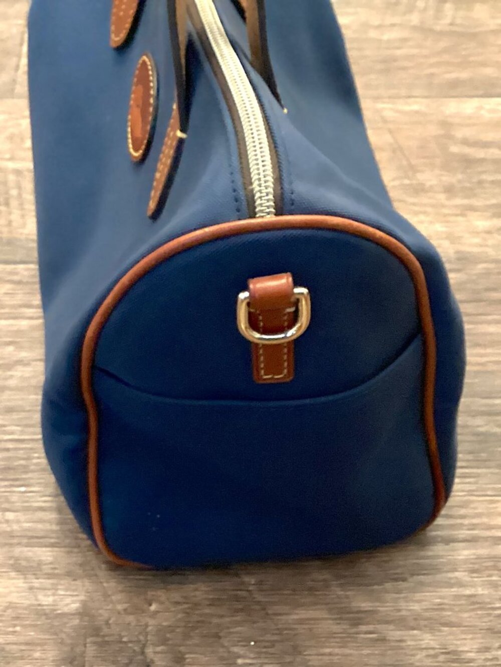 Dooney and Bourke Satchel Bag Purse, Navy Nylon Medium Size Leather - Picture 2 of 8